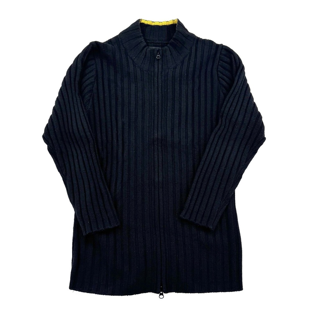 Esprit Full Zip Cardigan Men Large Black Excellent Vintage Ribbed Mock Neck